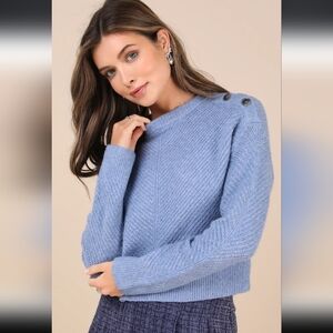 Lulu's Maximum Cozy Heather Periwinkle Pullover Sweater
